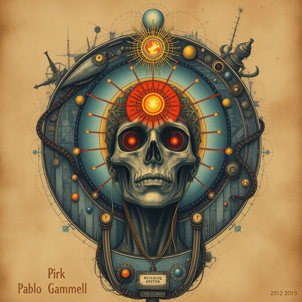 Cosmic Mixed Media Art Inspired by Art Nouveau