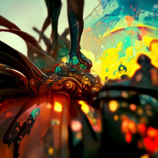 Dynamic Concept Art in Orange and Teal