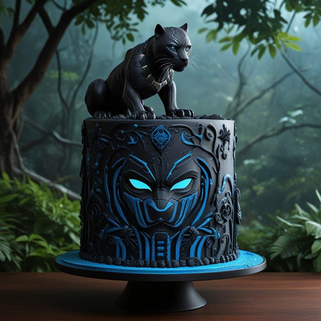 Marvel Black Panther Birthday Cake in Vibrant, High-Contrast...