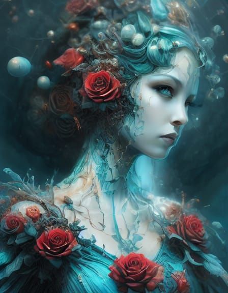 Rose Glass Dress in Macro Graffiti Art Style