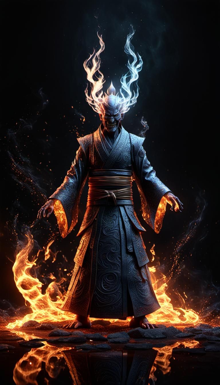 Epic Fire Spirit in Chiaroscuro Lighting