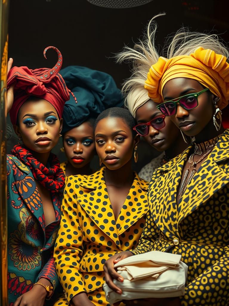 Colorful Nigerian Hotel Guests in Sci-Fi Elevator