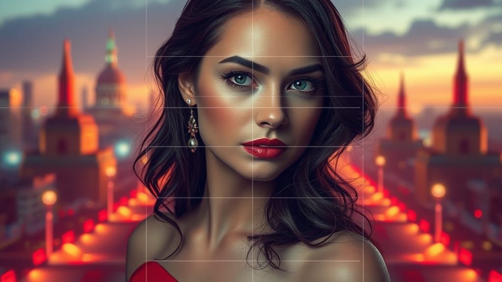 Pixel-Split Portrait in Retro-Futuristic Style