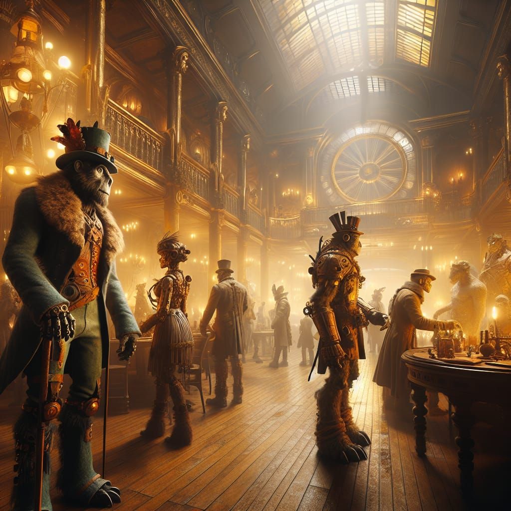 Steampunk Androids in Romantic 19th-Century Style