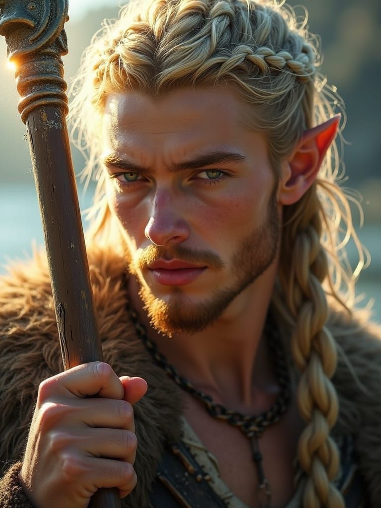Hyper-Realistic Viking Warrior in Sun-Kissed Glory