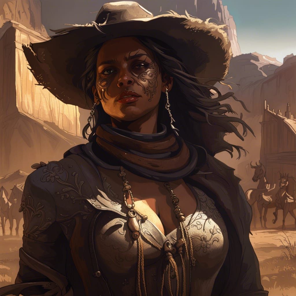 Wild West Cowboys and Cowgirls in Dark Fantasy Style