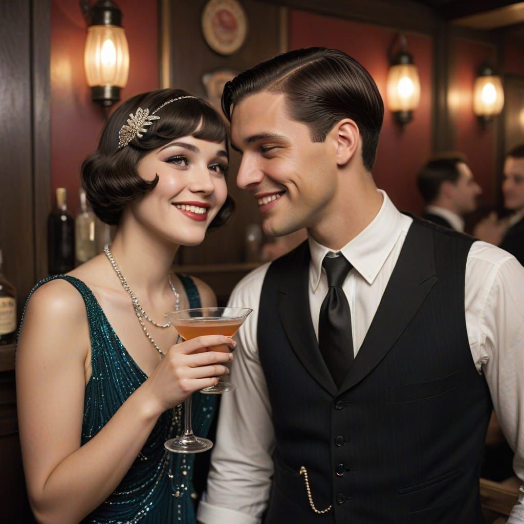 Flapper Girl's Secret in 1920s Speakeasy