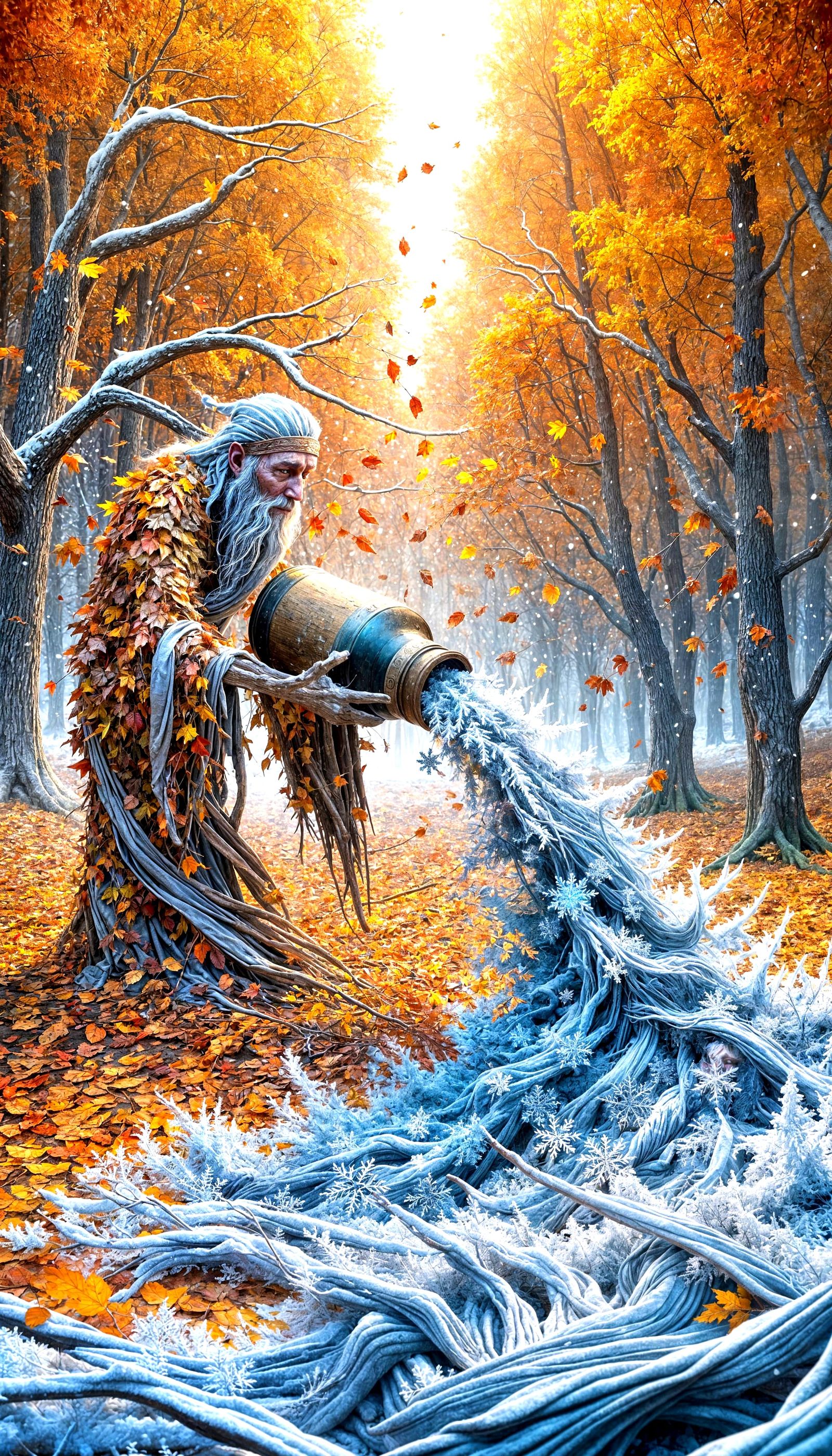 Autumn God Summons Winter Landscape