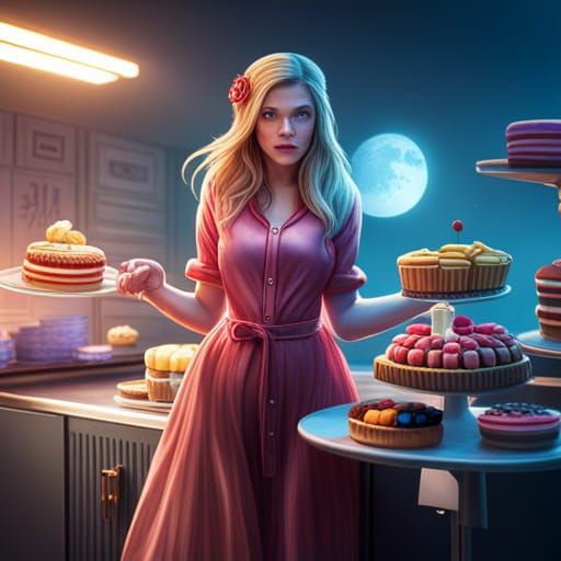 Fantastical Candy Kitchen Creation in Detailed Matte Paintin...