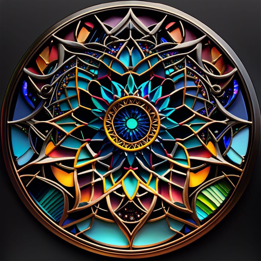 Vibrant Stained Glass Dreamcatcher in 8k