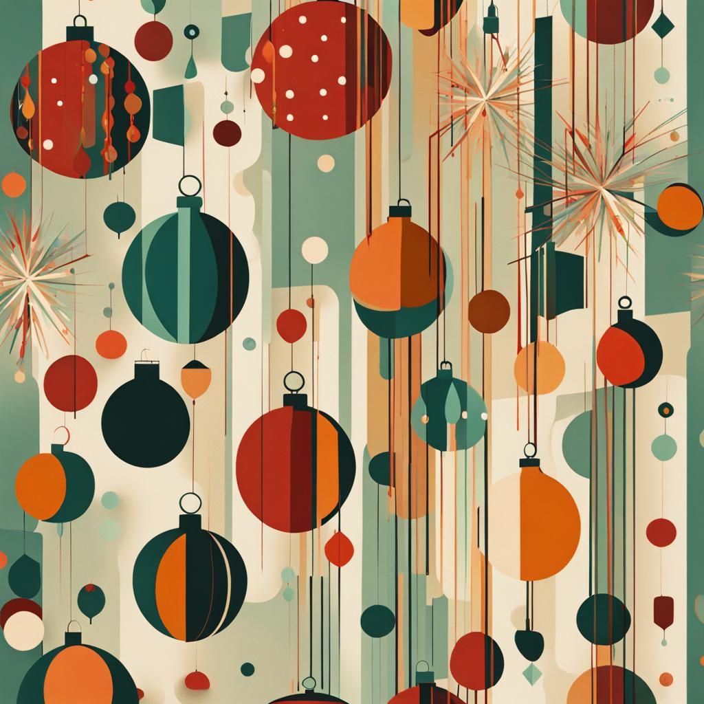 Retro Christmas Tree with Midcentury Modern Ornaments