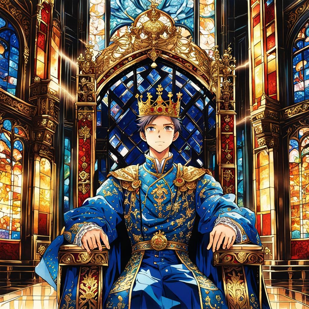 Young Prince in Ornate Throne Room: Manga Scan