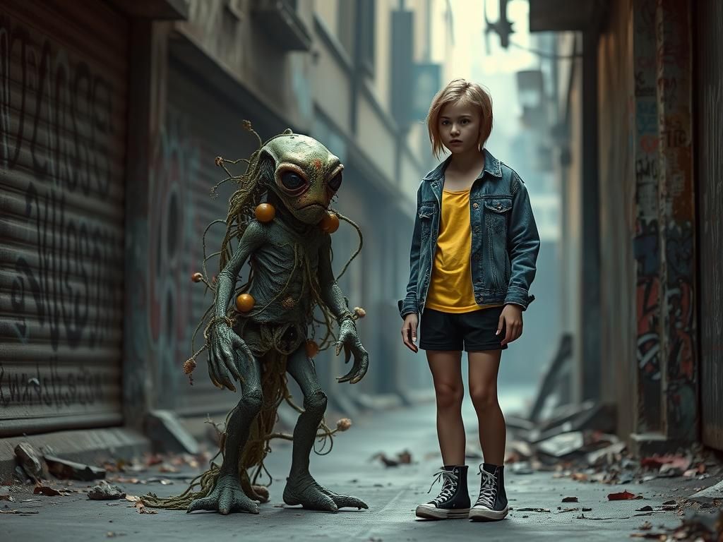 Fungus Humanoid Encounter in Apocalyptic Urban Setting