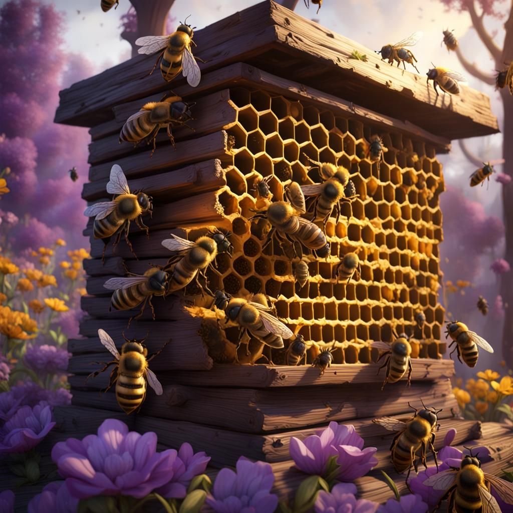 Detailed Beehive in Dark Fantasy Style