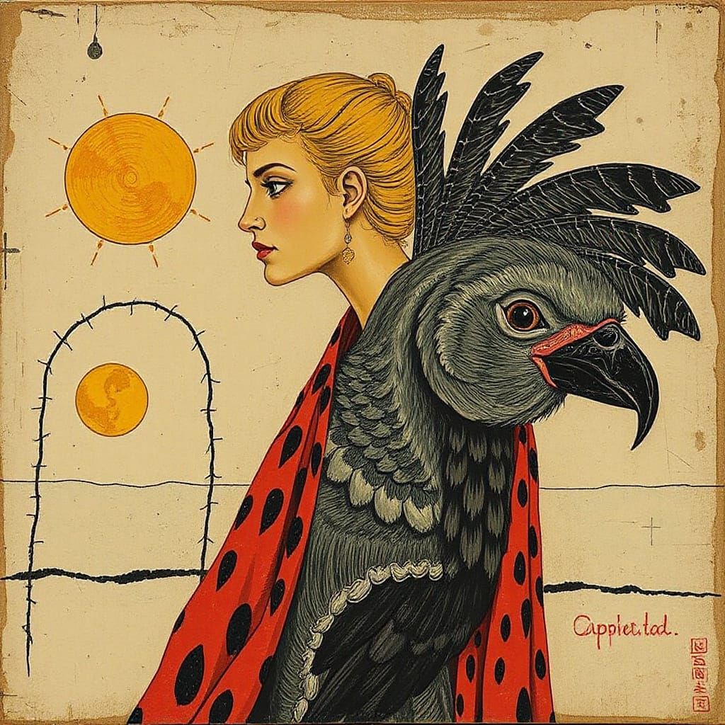 Cockatoo-Woman Portrait in Max Ernst Style