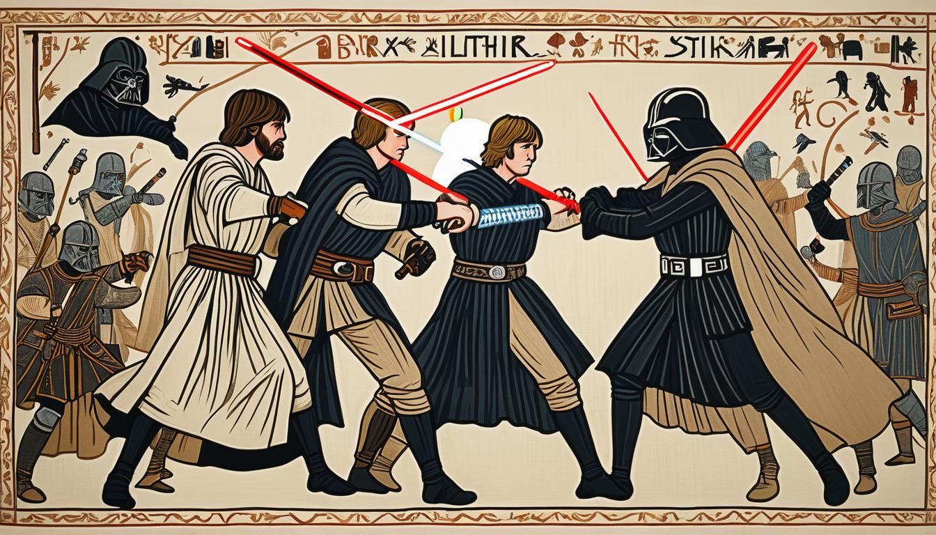 Star wars in the style of the bayeux tapestry