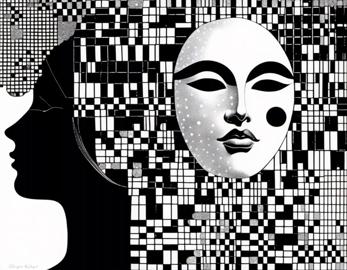 Kaleidoscopic Bohemian Masks in Sparkling Collage Style