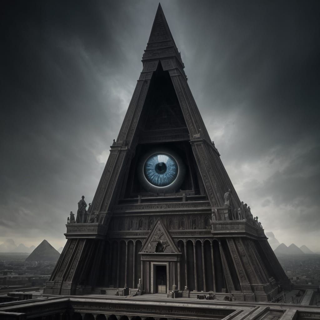 Realistic Eye Peering from Pyramid in Photorealism