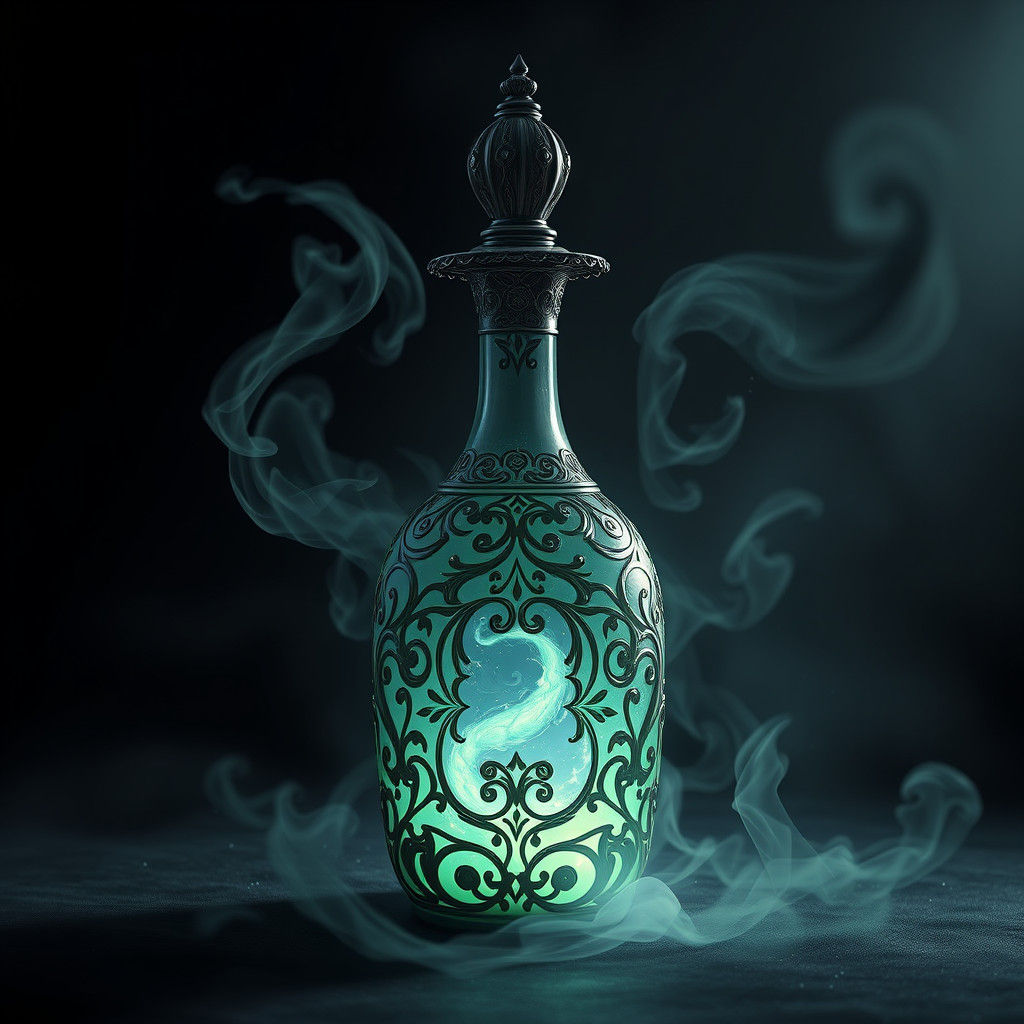 Mystical Potion Bottle with Swirling Liquid