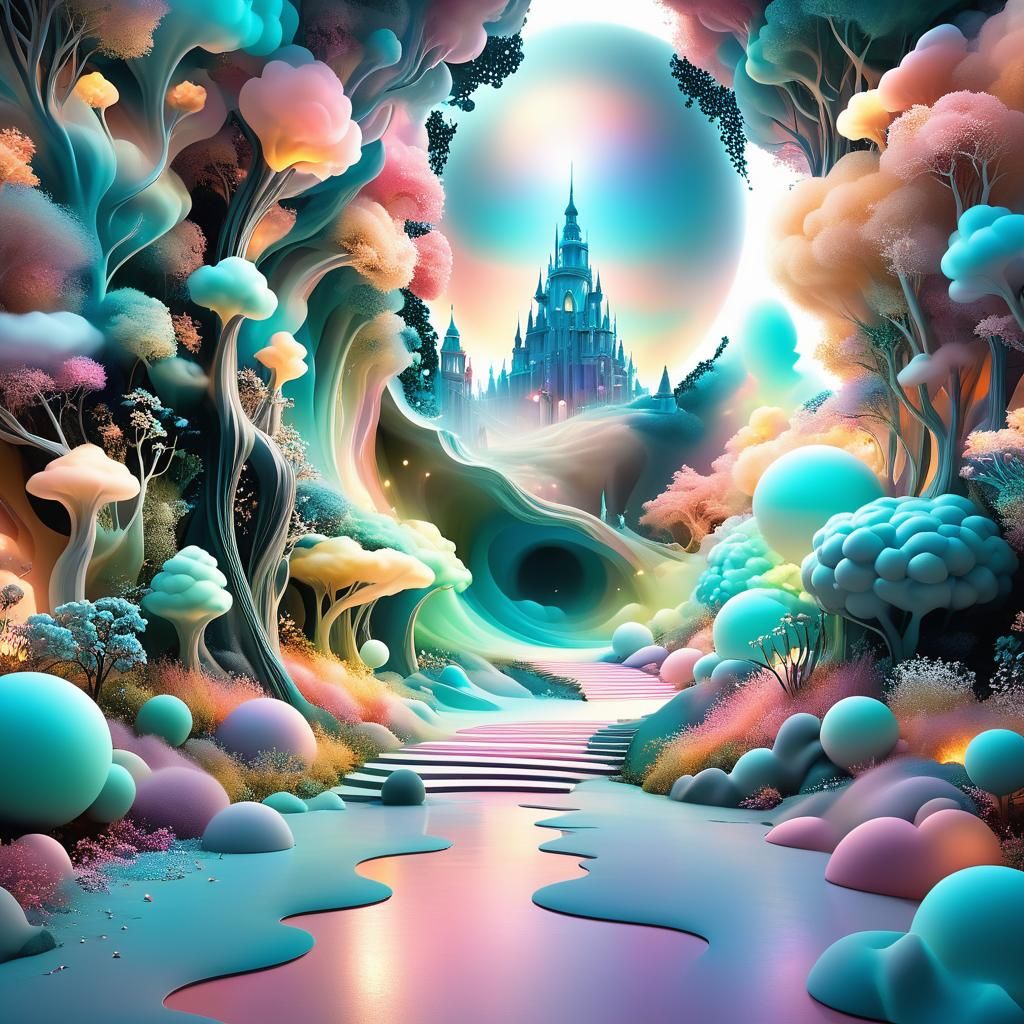 Surreal Dreamscape with Ethereal Floating Objects