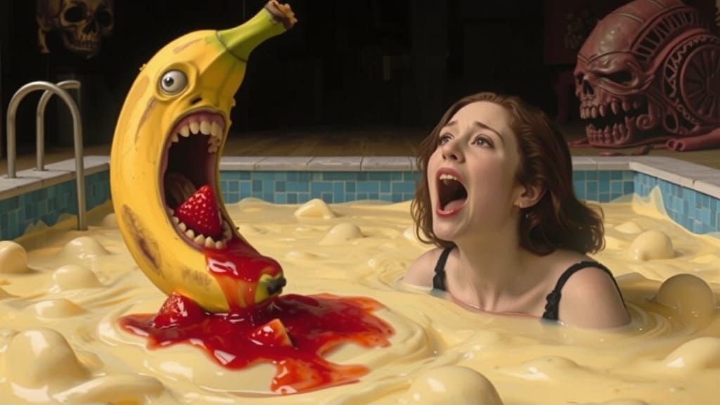 Woman Screams as Evil Banana Submerges Her in Jam