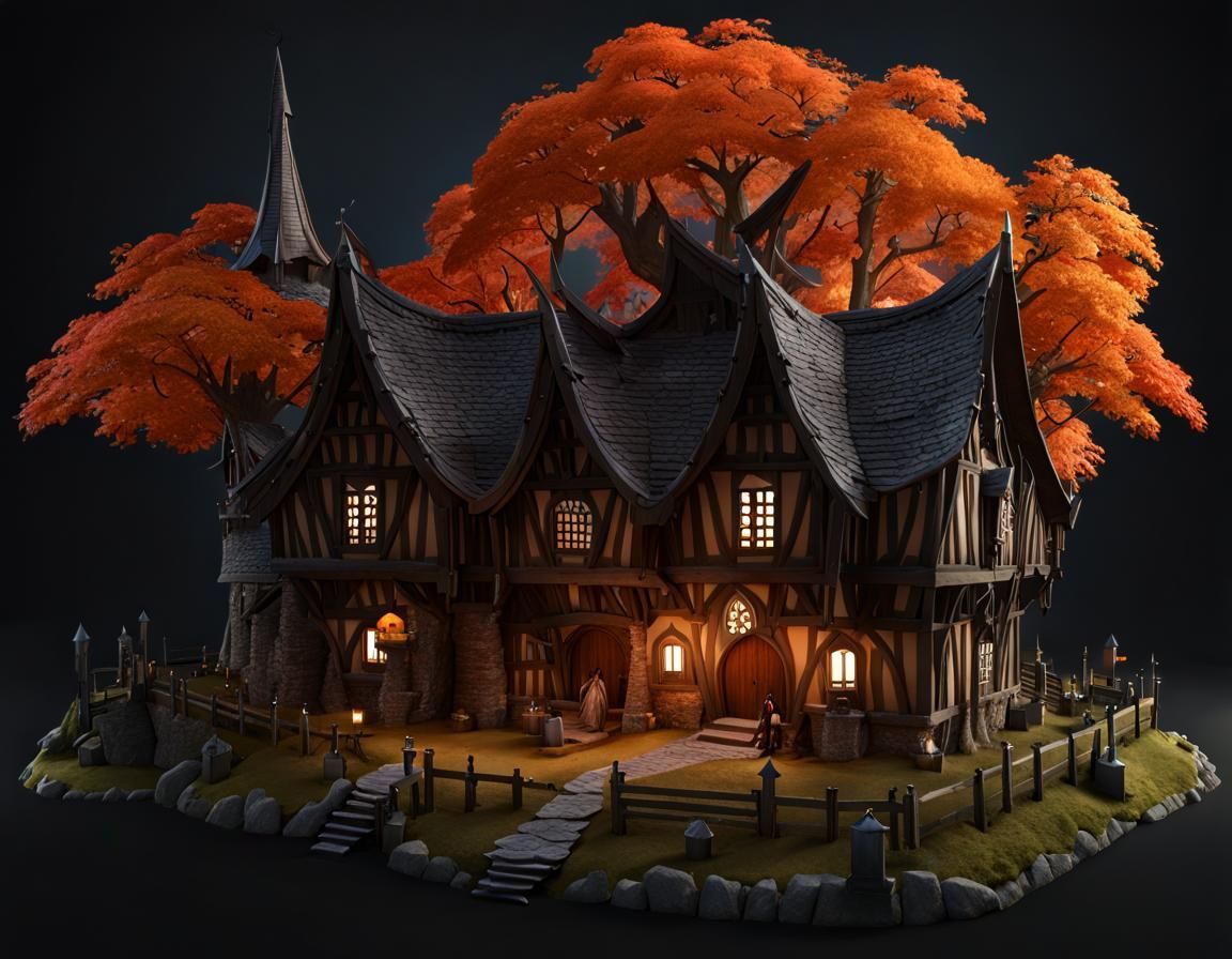 Haunted Medieval Village in Foreboding Forest