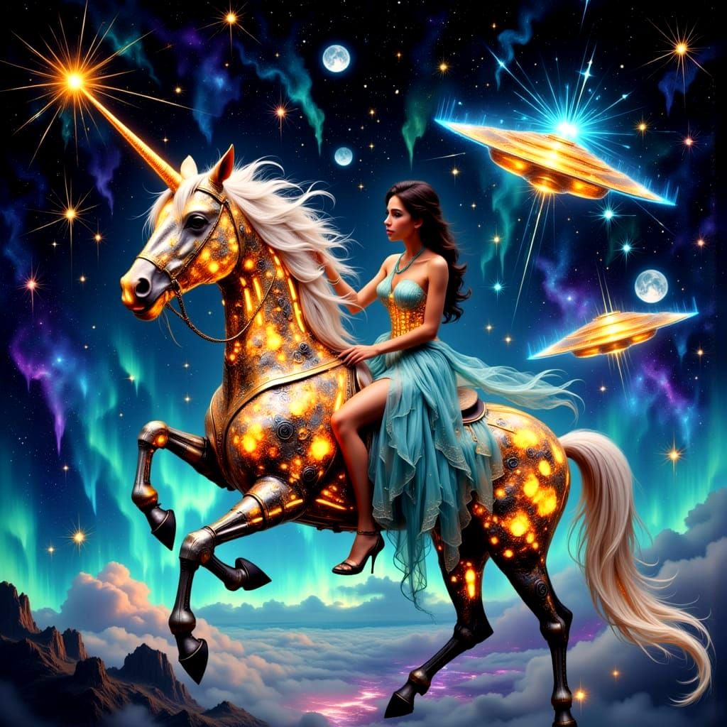 Cybernetic Cinderella in Futuristic Fairytale Kingdom