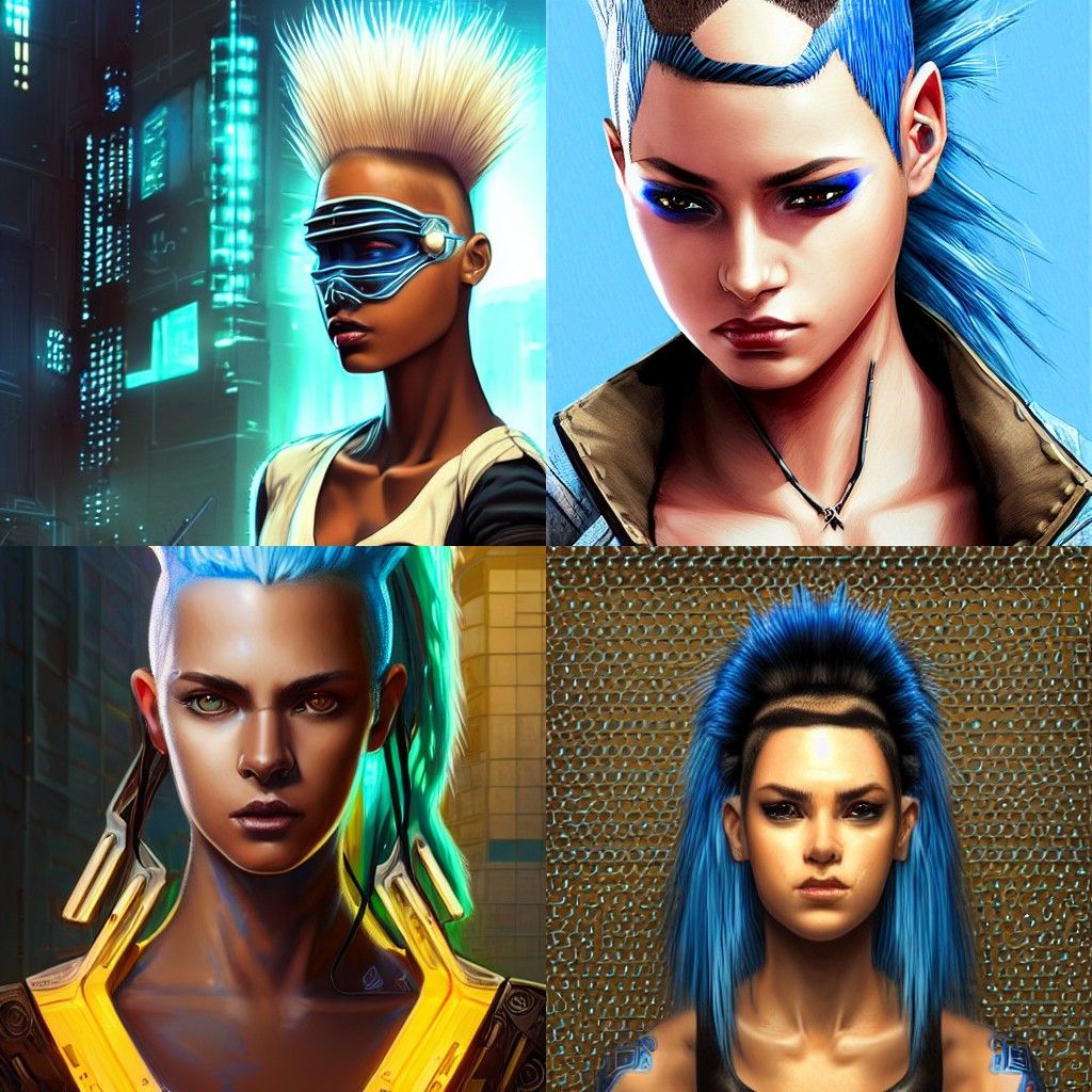 Beautiful Cyberpunk Woman with White Mohawk