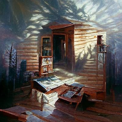 Shadow Cabin in Oil Painting Style