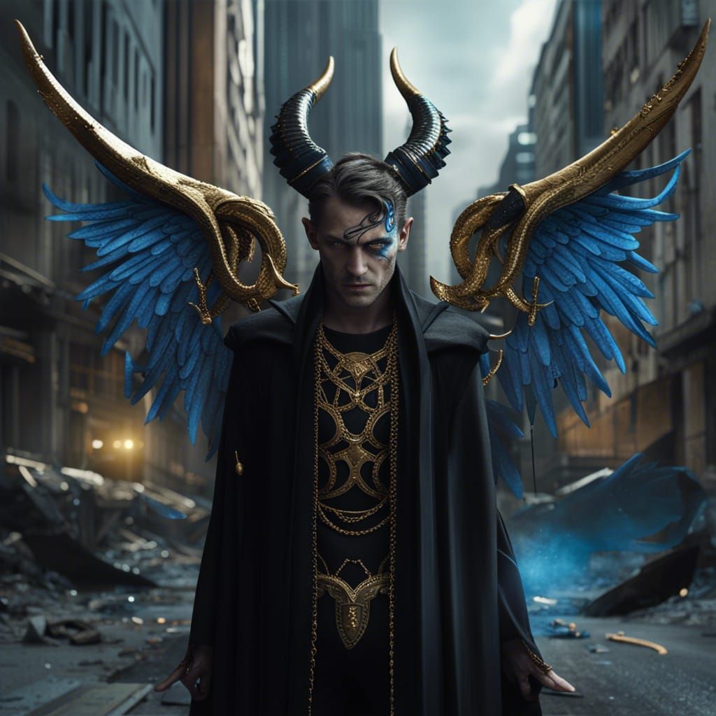 Fallen Angel in Cityscape: Detailed Matte Painting