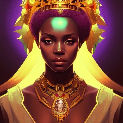 Queen Sheba Portrait: Hyperdetailed Art Nouveau Concept