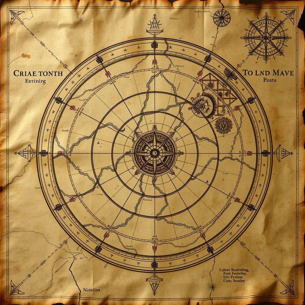 Aged Celestial Map in Digital Art Style