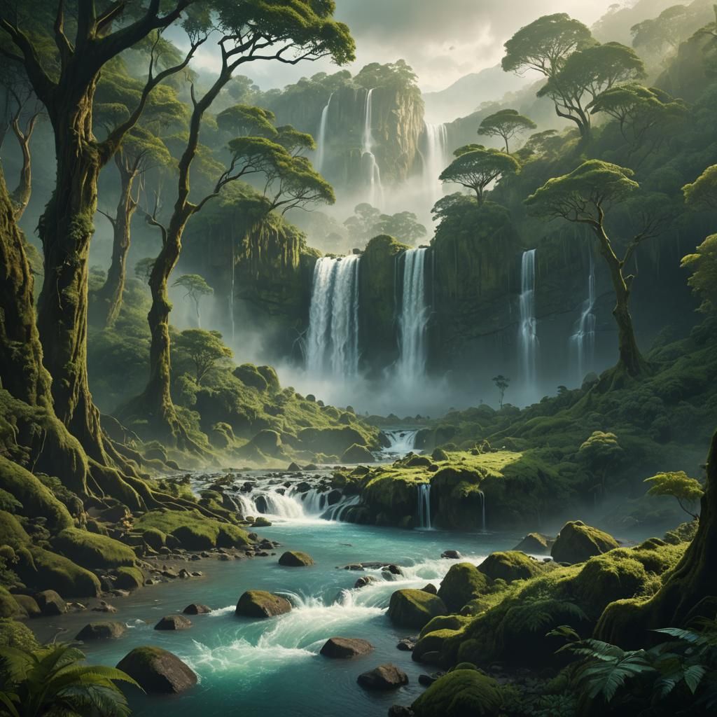 Mystical Hidden Valley: Epic Digital Matte Painting