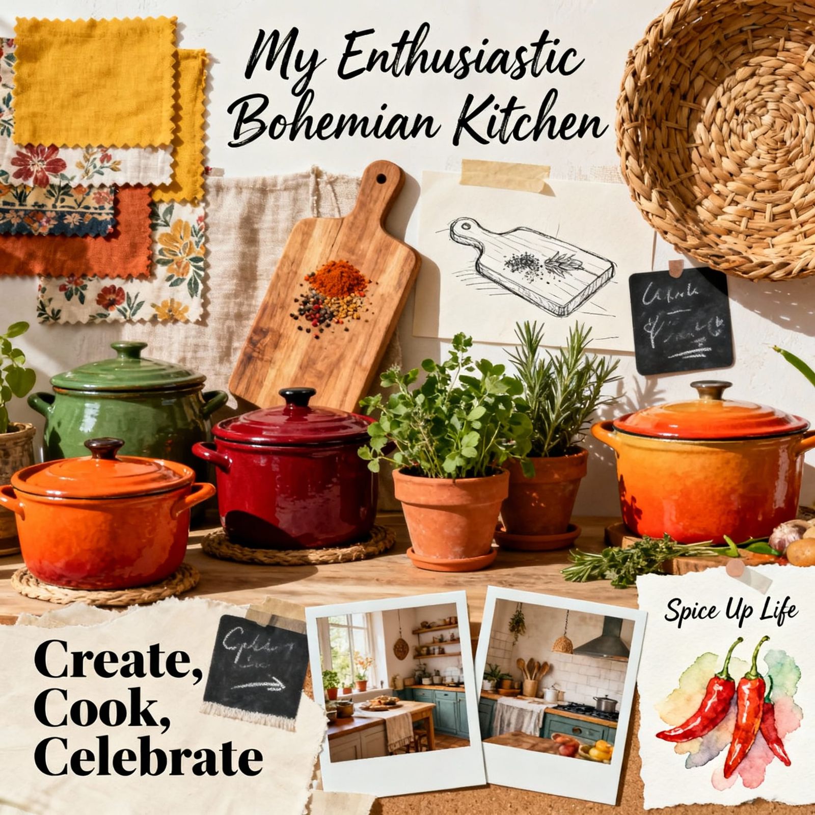 Enthusiastic Bohemian Kitchen Vision Board Design