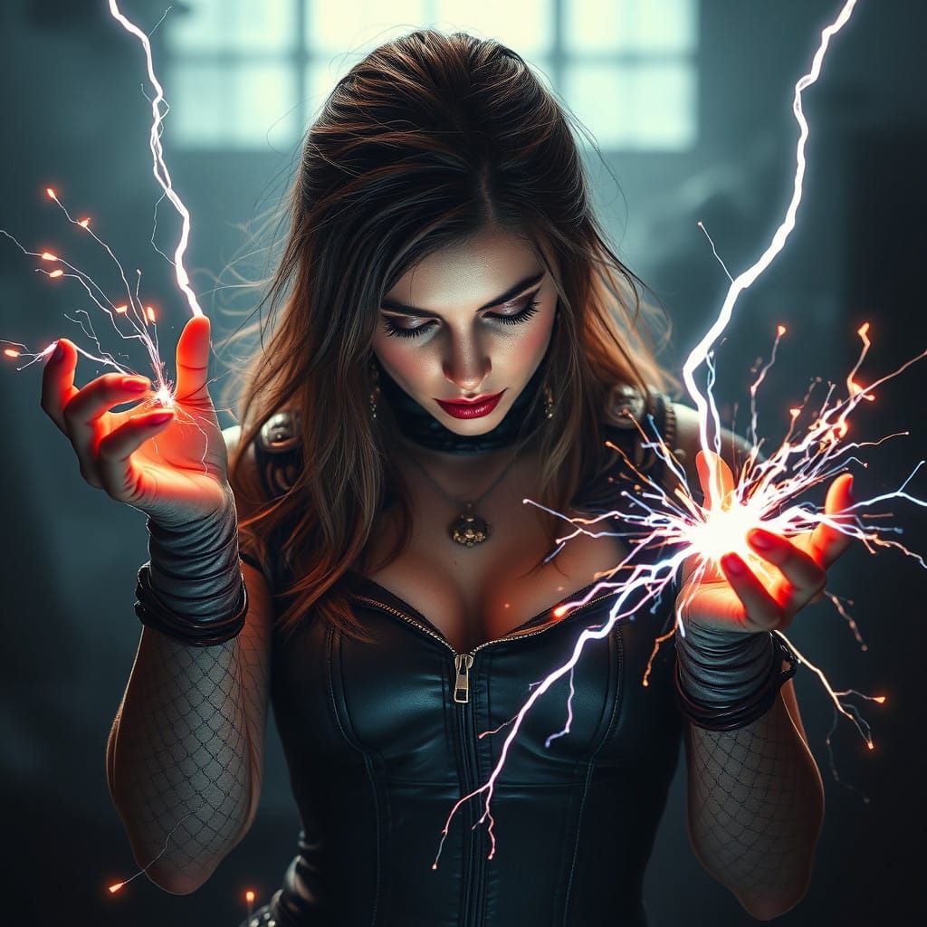 Gothic Goddess Ignites Electric Fury