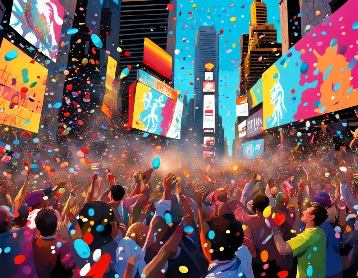 New Year's Eve Celebration in Graffiti Art Style