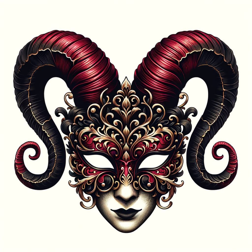 Majestic Masquerade Mask with Long Horns and Filigree
