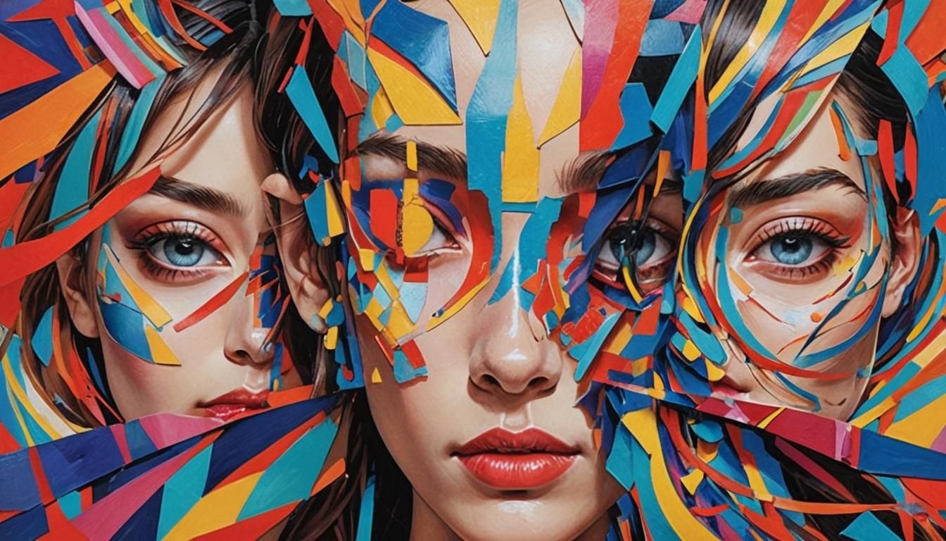 Dramatic Portrait with Swirling Shapes in Futuristic Style