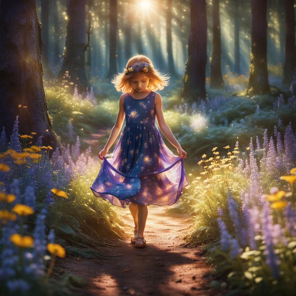 Whimsical Forest Glade Portrait in Art Nouveau Style