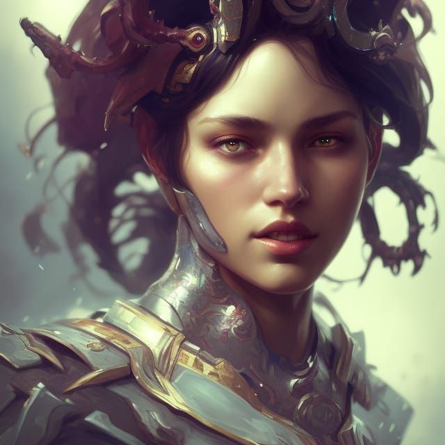 Knight Queen Portrait in Hyperdetailed Style