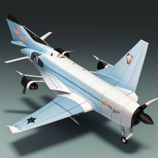 Origami Su57 Fighter Jet in Papercraft Style