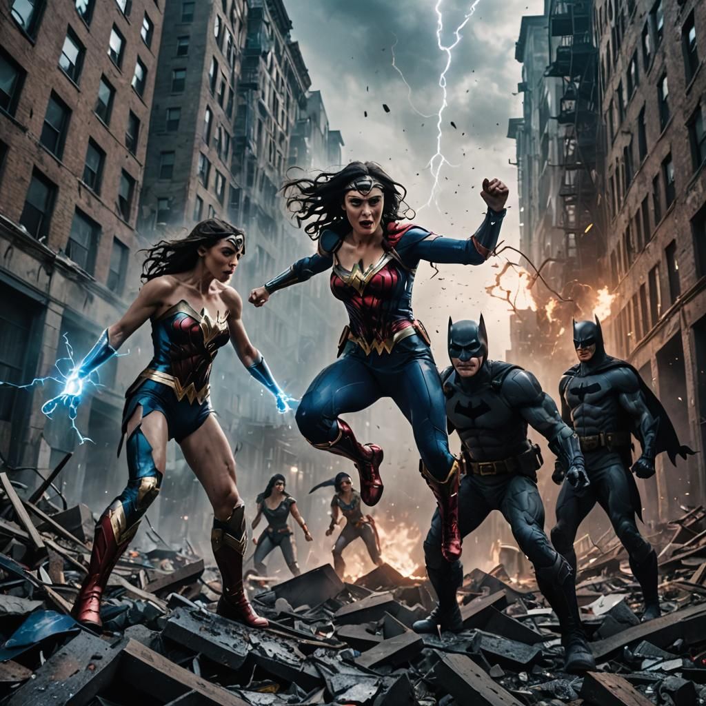 Action-Packed Superhero Showdown in a Gritty, Dystopian City