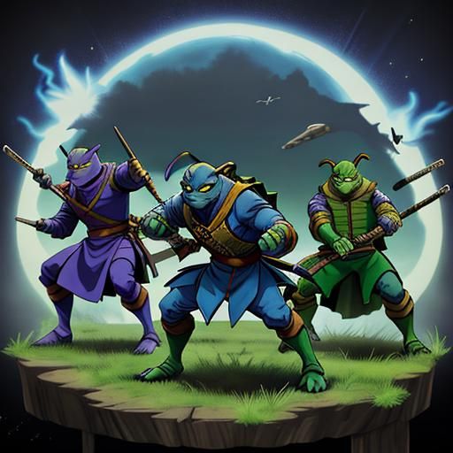 Teenage Mutant Ninja Turtle Wizards with Magic Staffs