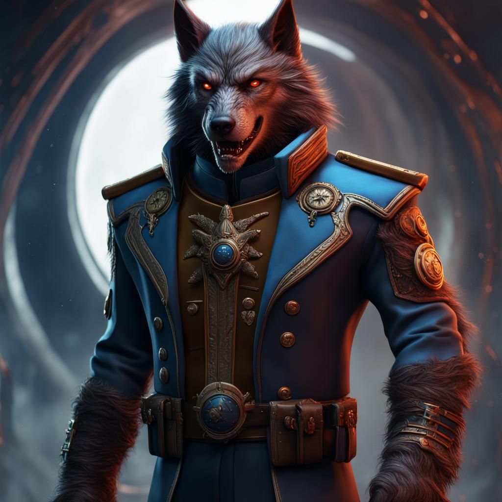 Werewolf Starfleet Officer in Detailed Matte Painting