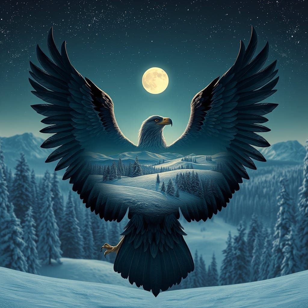 A majestic eagle in silhouette