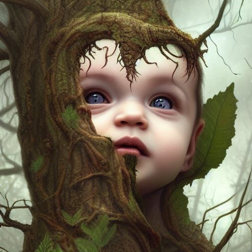 Eldritch Tree Baby: Dark Fantasy Concept Art