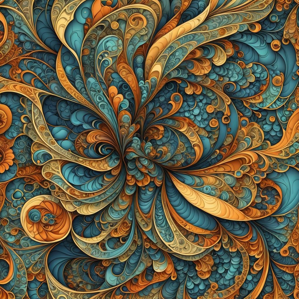 Abstract Fractal Lady with Zentangle Details