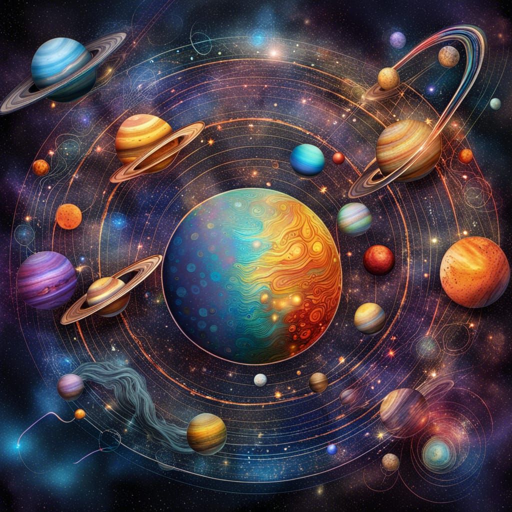 Holographic Solar System Astral Illustration
