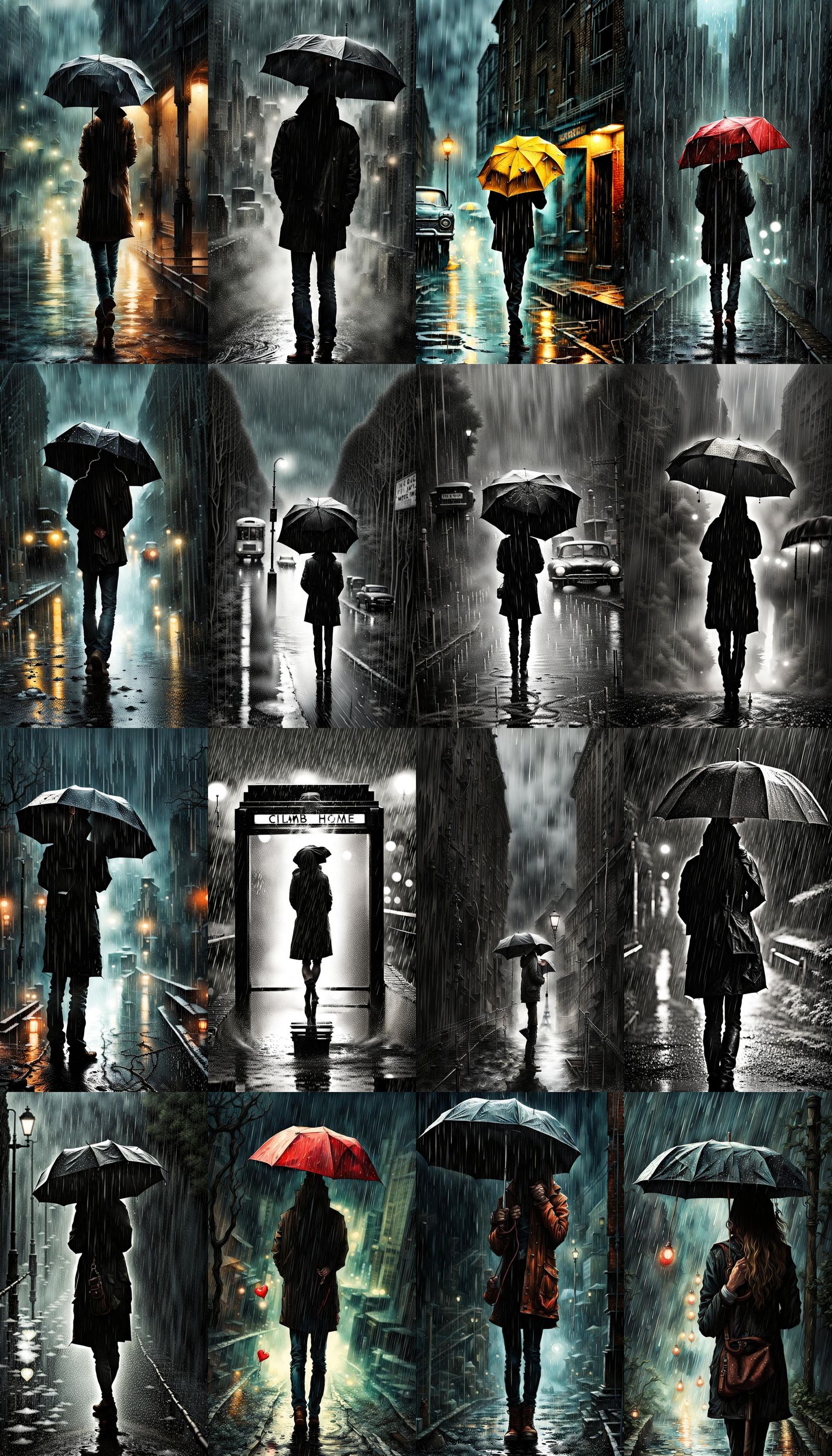 Hyperrealistic Person in Rain: Emotional Concept Art