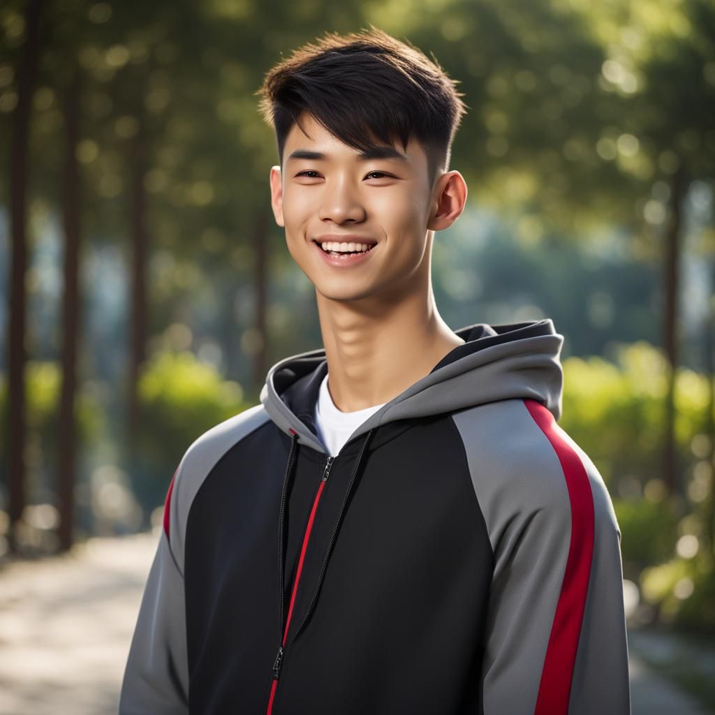 Handsome Asian Teenager with Expressive Features
